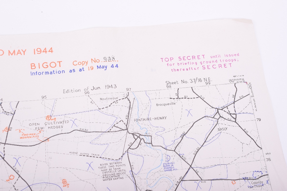 Three Original D-Day maps. HOULGATE, Showing beach defences between Cabourg Les Bains and Villers- - Image 20 of 25