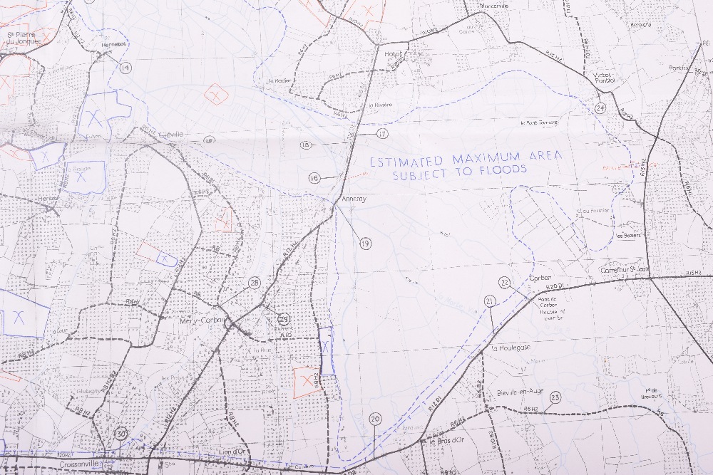 Three Original D-Day maps. HOULGATE, Showing beach defences between Cabourg Les Bains and Villers- - Image 14 of 25