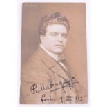 Italian Composer Pietro Mascagni (1863-1945) Signed Postcard, being a black and white card showing a