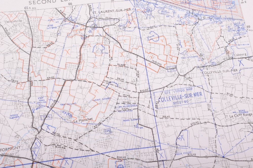 Three Original D-Day maps; STE. MARIE DU MONT, Utah Beach defences extending East to Grandcamp-les- - Image 11 of 12