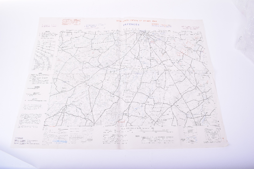 Three Original D-Day maps; STE. MARIE DU MONT, Utah Beach defences extending East to Grandcamp-les-