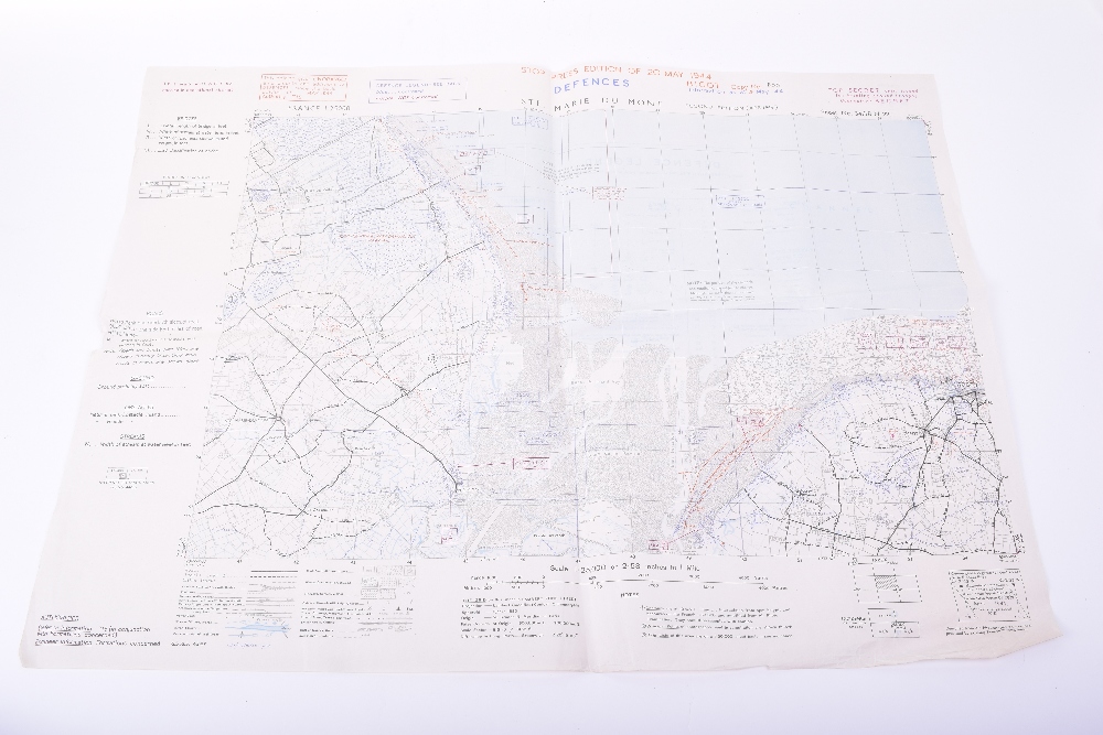 Three Original D-Day maps; STE. MARIE DU MONT, Utah Beach defences extending East to Grandcamp-les- - Image 4 of 12