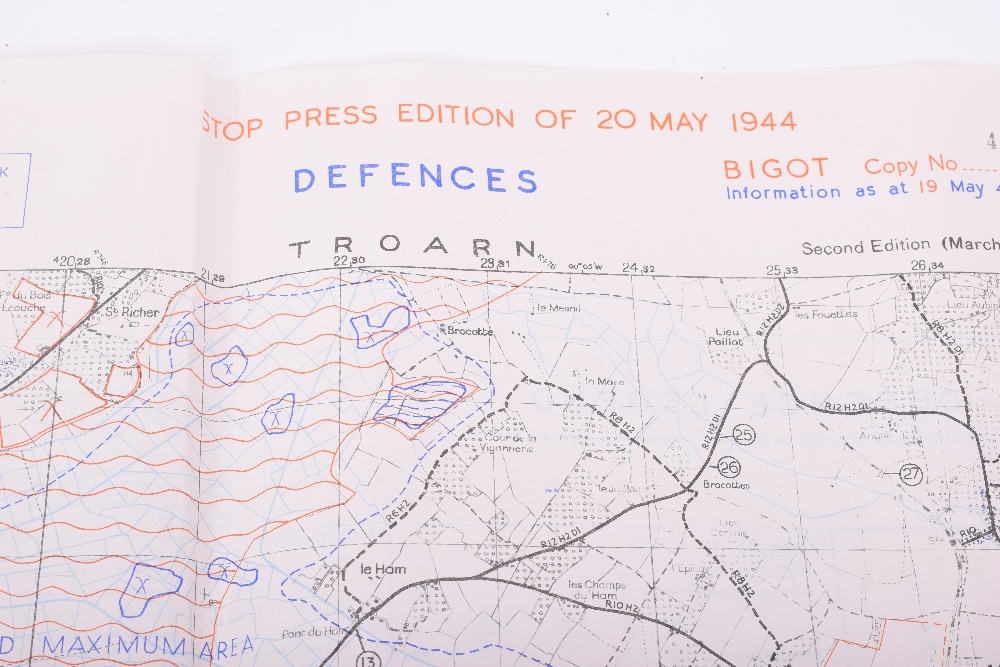 Three Original D-Day maps. HOULGATE, Showing beach defences between Cabourg Les Bains and Villers- - Image 12 of 25