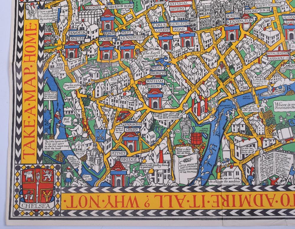 Original Example of "THE WONDERGROUND MAP OF LONDON TOWN" Drawn by MacDonald Gill and printed and - Image 2 of 6