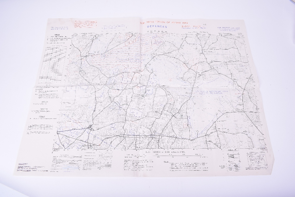 Three Original D-Day maps. HOULGATE, Showing beach defences between Cabourg Les Bains and Villers- - Image 11 of 25
