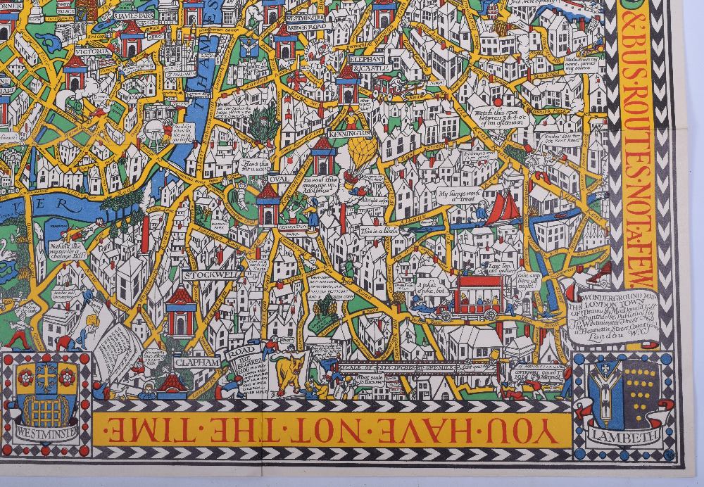 Original Example of "THE WONDERGROUND MAP OF LONDON TOWN" Drawn by MacDonald Gill and printed and - Image 3 of 6