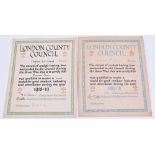 Great War London County Council Award Certificates, awarded by the Oldfield Road Central School to