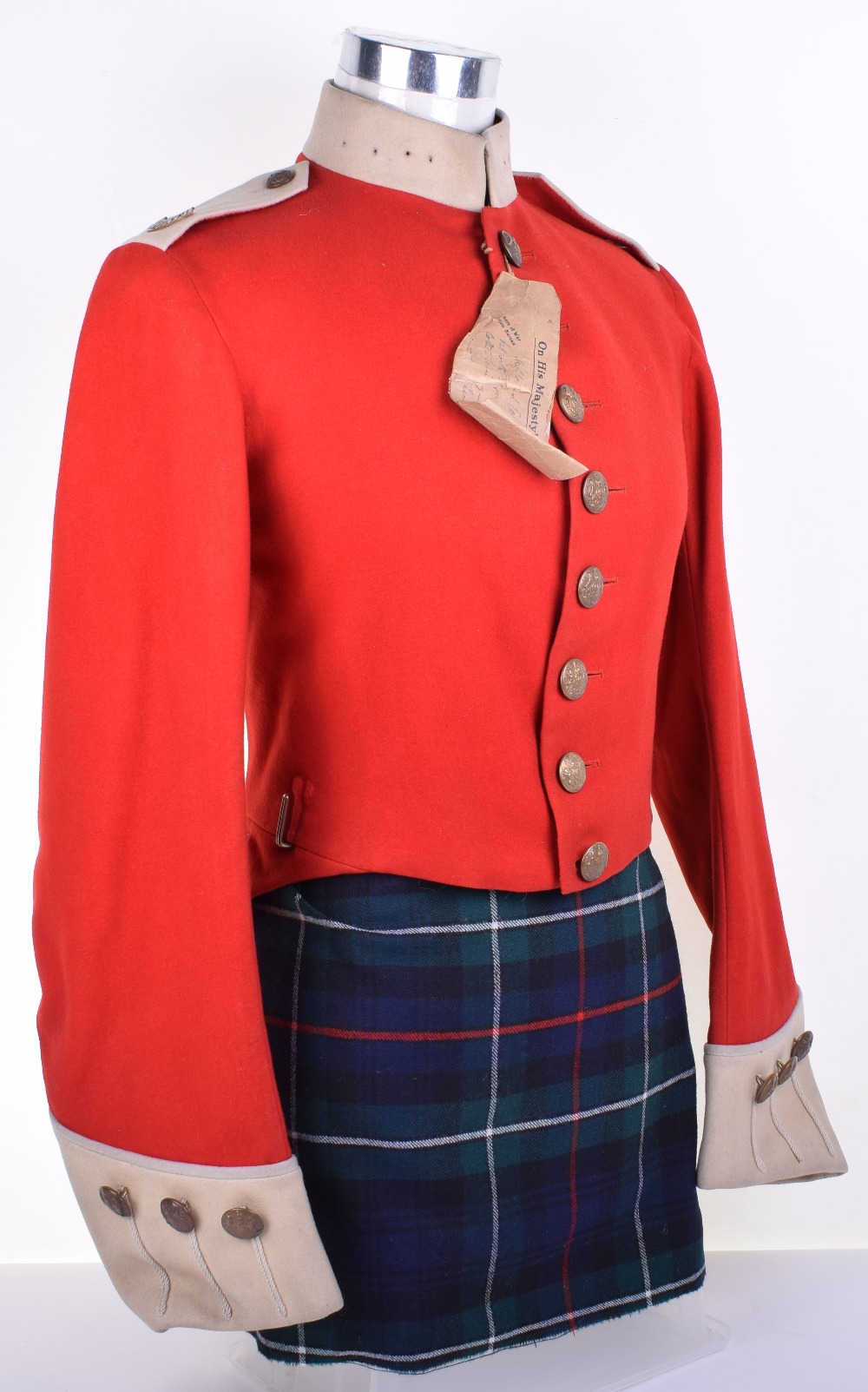 Seaforth Highlanders Experimental Tunic, of red scarlet cloth with white buff stand up collar, - Image 2 of 7