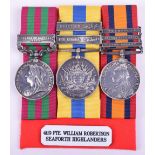 Victorian Camapign Medal Group of Three Seaforth Highlanders, the group consists of Indian General