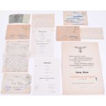 Hitler Youth and Waffen SS Document Grouping of Schutzen Georg Hopper 10/SS Panzer Grenadier