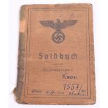 Third Reich Soldbuch Kurland Cuff Title Recipient, interesting German Army issue Soldbuch