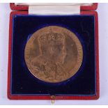 1902 Edward VII Coronation Medallion in bronze showing profile of King Edward VII to obverse and