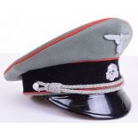 Rare Waffen SS Artillery Section Officers Peaked Service Cap, fine quality officers doeskin peaked