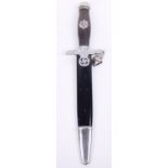 Third Reich RLB 1st Pattern Mans Dagger by WKC, black ebony handle with white metal and enamel RLB