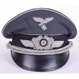 Luftwaffe Officers Peaked Cap, fine quality example with bullion cap eagle and cockade. Officers