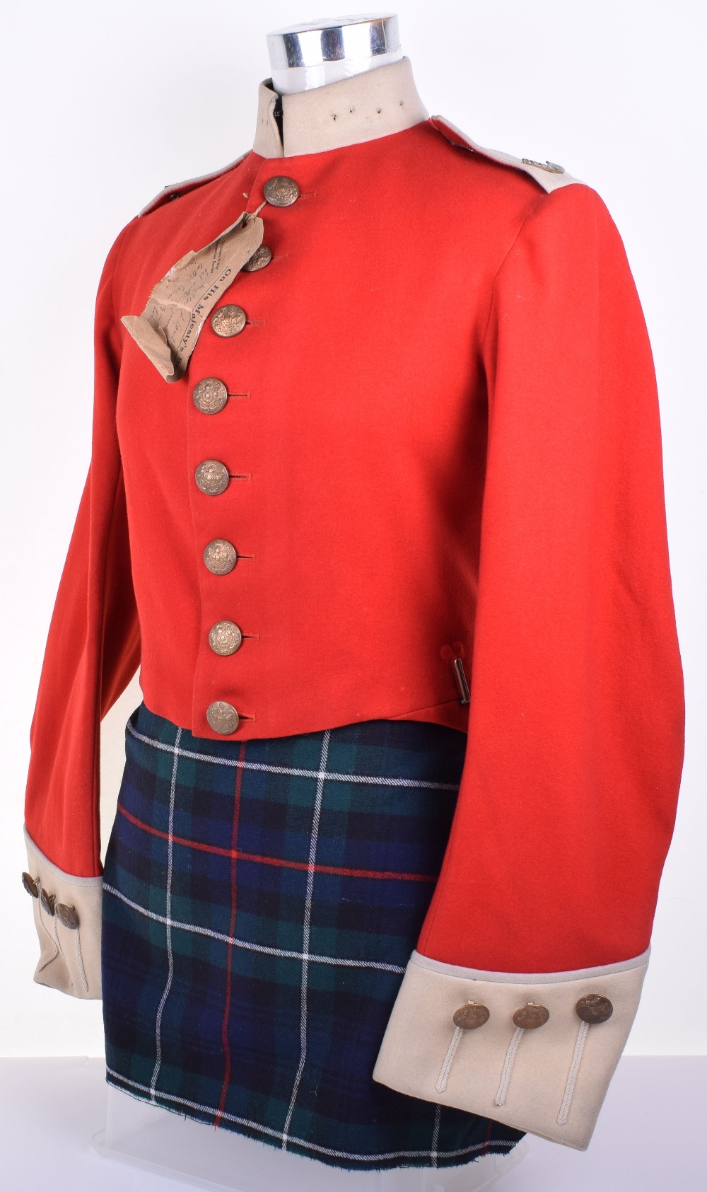 Seaforth Highlanders Experimental Tunic, of red scarlet cloth with white buff stand up collar, - Image 3 of 7