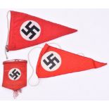 NSDAP Political Pennant, triangular pennant with fine embroidered NSDAP black swastika within
