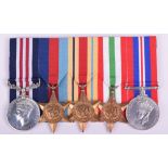 WW2 Italian Campaign Military Medal (M.M) Group of Five Awarded to Havilder Pokar Ram 6th Rajputan