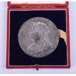 1837-1897 Queen Victorian Diamond Jubilee Medallion in silver showing Queen Victorian in veil on the