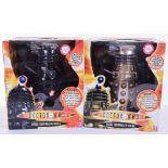 Two Boxed Character BBC Doctor Who 12 inch Radio Controlled Daleks, 00594 black, 00285 gold both
