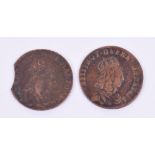 Two Early French Coins, Louis XIV 1656 1 Laird and 1655 1 Laird A back. (2 coins)