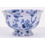 Chinese Blue and White Porcelain Bowl, decorated with flowers under the glaze. Symbols to the