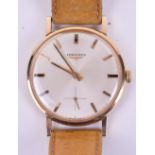 Gentleman’s Longines Manual Wind Gold Wristwatch, enamel Swiss made dial with original hands and