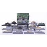 Seventeen De Agostini Combat Military Tank Models,1:72 scale, including: Centurion Mk3, T-54, Pz.