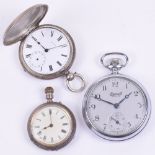 Three Pocket Watches, including a full hunter example with continental (German?) silver case,