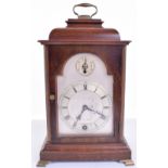 20th Century German Mantle Clock, white metal face with main dial having roman numerals,