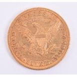 USA 1880 Liberty Head 5 Dollar Gold Coin, remains in very good overall condition. 8 grams in weight.