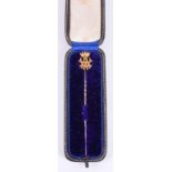 Fine Member of the Royal Family Gold and Enamel Presentation Stick Pin circa 1900’s, being a crowned