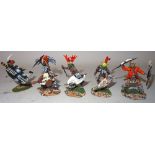 Britains matt series Zulu (assegai head broken) with four similar Zulus by another maker (E) (5)