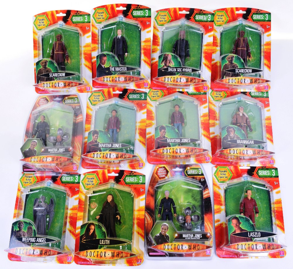 Twelve Carded Character Doctor Who Action Figures, from series:3 including 2 x Martha Jones,2 x