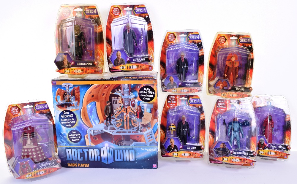 Boxed Character Doctor Who Tardis Playset, plus eight Action Figures, from series:4 including,