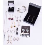 Selection of Modern Gold and Silver Jewellery, consisting of earrings, ring and bracelet. Small