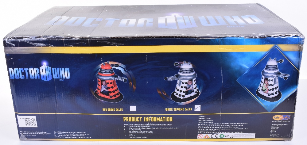 BBC Doctor Who 6 volt Ride In White Supreme Dalek, kids@play inflatable ‘Dalek’ 128cms tall,