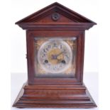 20th Century German Mantle Clock by Junghans, gilt brass and white metal face with Arabic numerals