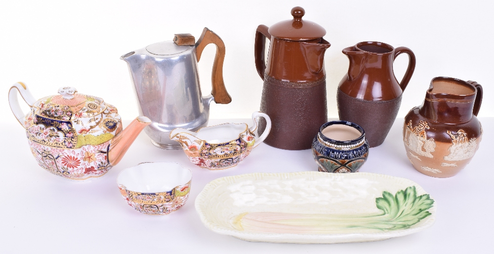 Copeland Spode Oriental Pattern Tea Pot complete with top piece, cream jug and sugar bowl of the