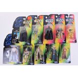 Ten 1990’s Kenner Star Action Figures all on their original green/red cards with blister bubbles,