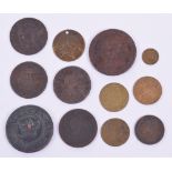 Selection of Early English Coins and Tokens, consisting of 1797 cartwheel penny, 1794 Benenden
