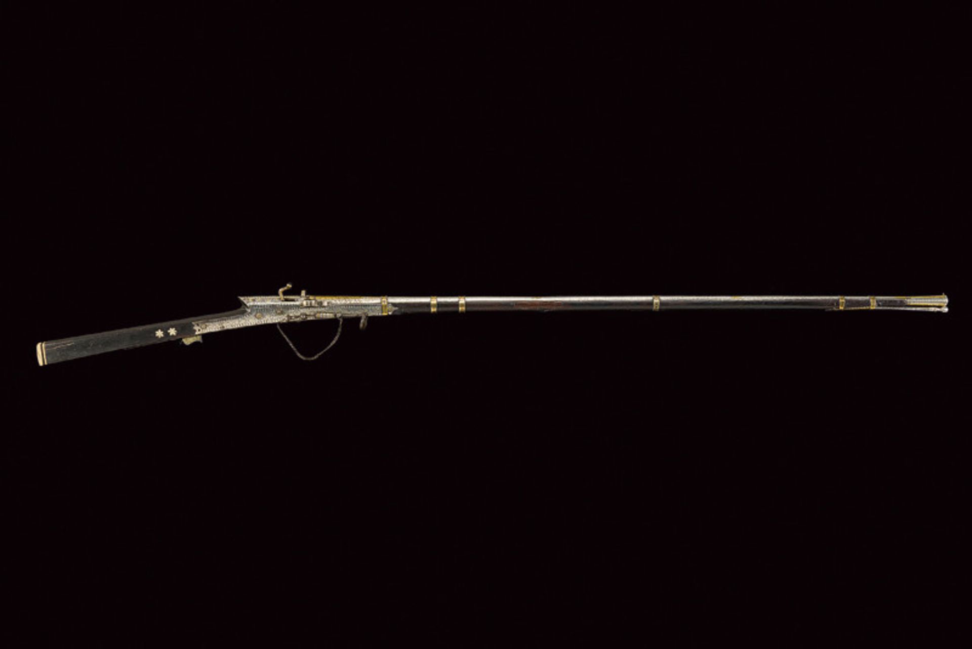 A very fine gold and silver decorated matchlock Toreador gun probably Jodphur - Image 6 of 6