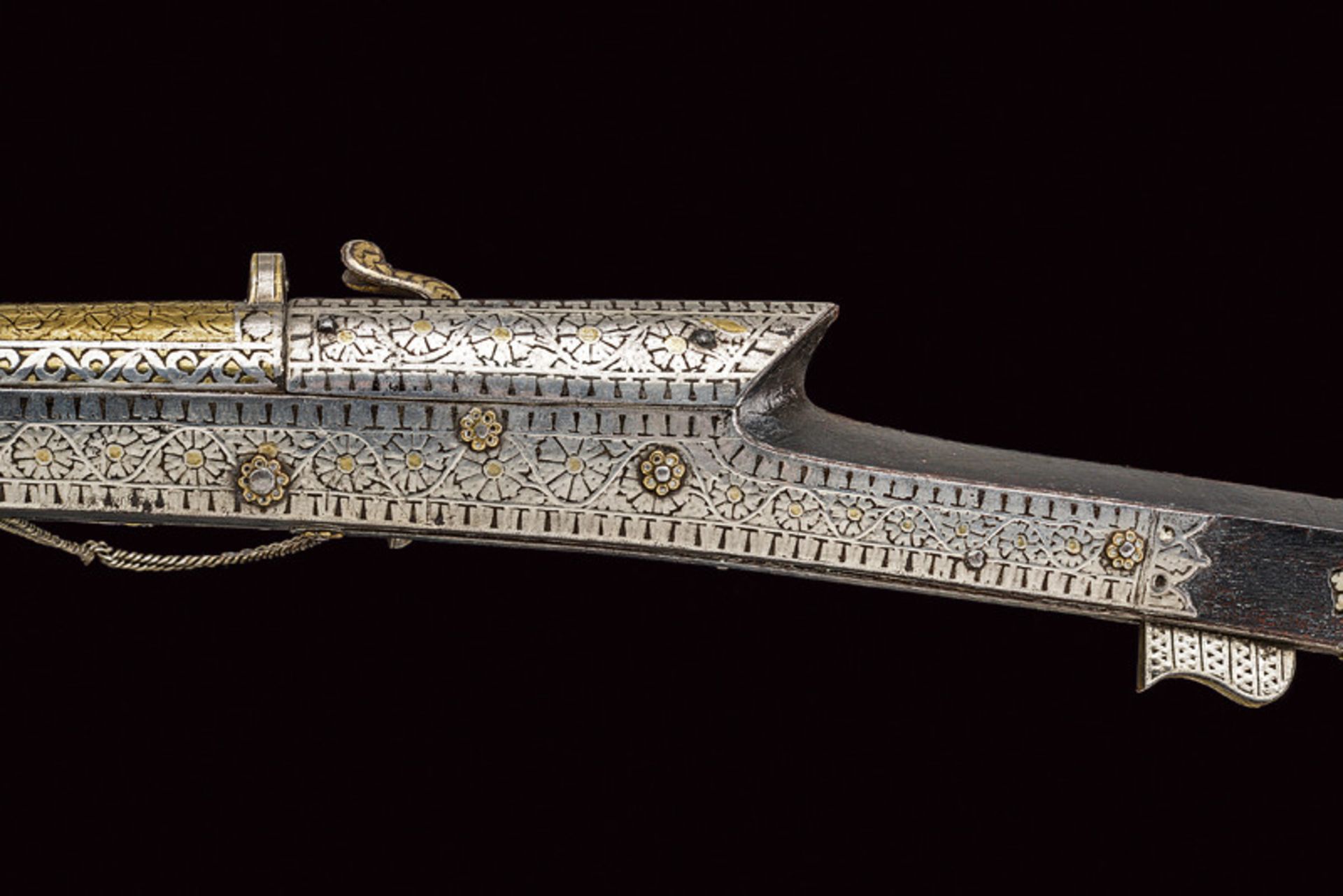 A very fine gold and silver decorated matchlock Toreador gun probably Jodphur - Image 3 of 6