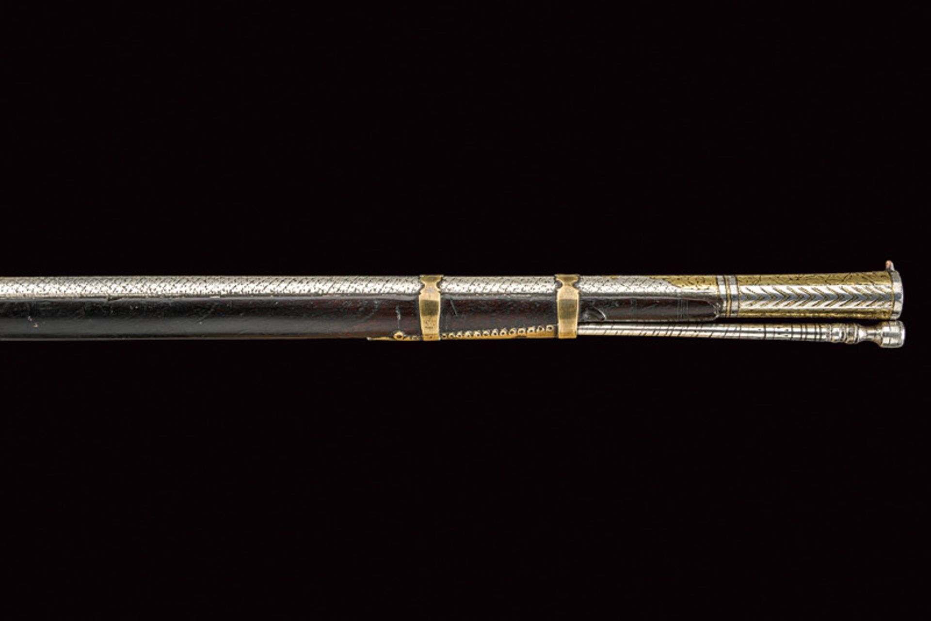 A very fine gold and silver decorated matchlock Toreador gun probably Jodphur - Image 5 of 6