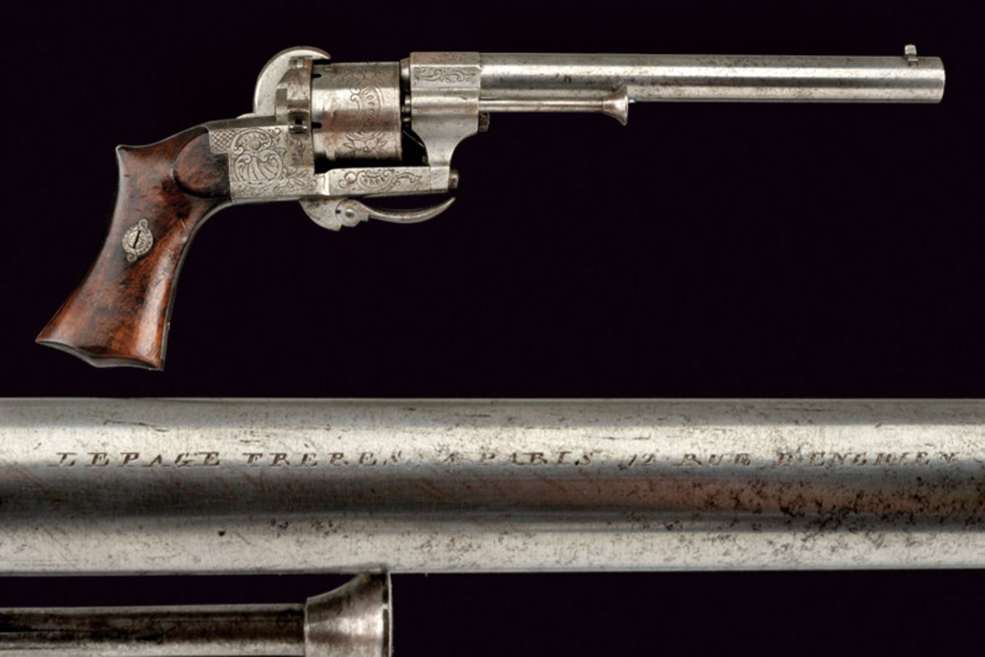 A fine pin-fire revolver by Lepage