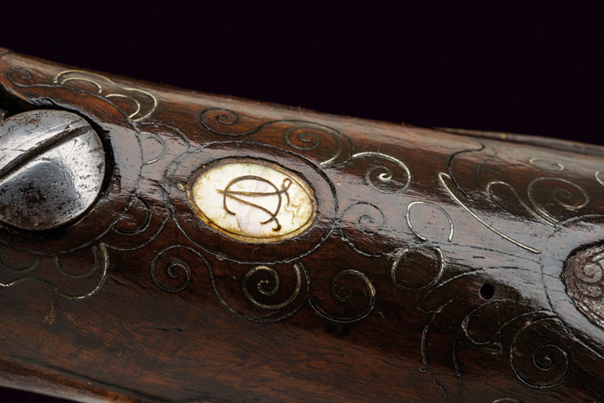 A flintlock folding gun with spring-bayonet by Lorandi - Bild 6 aus 8