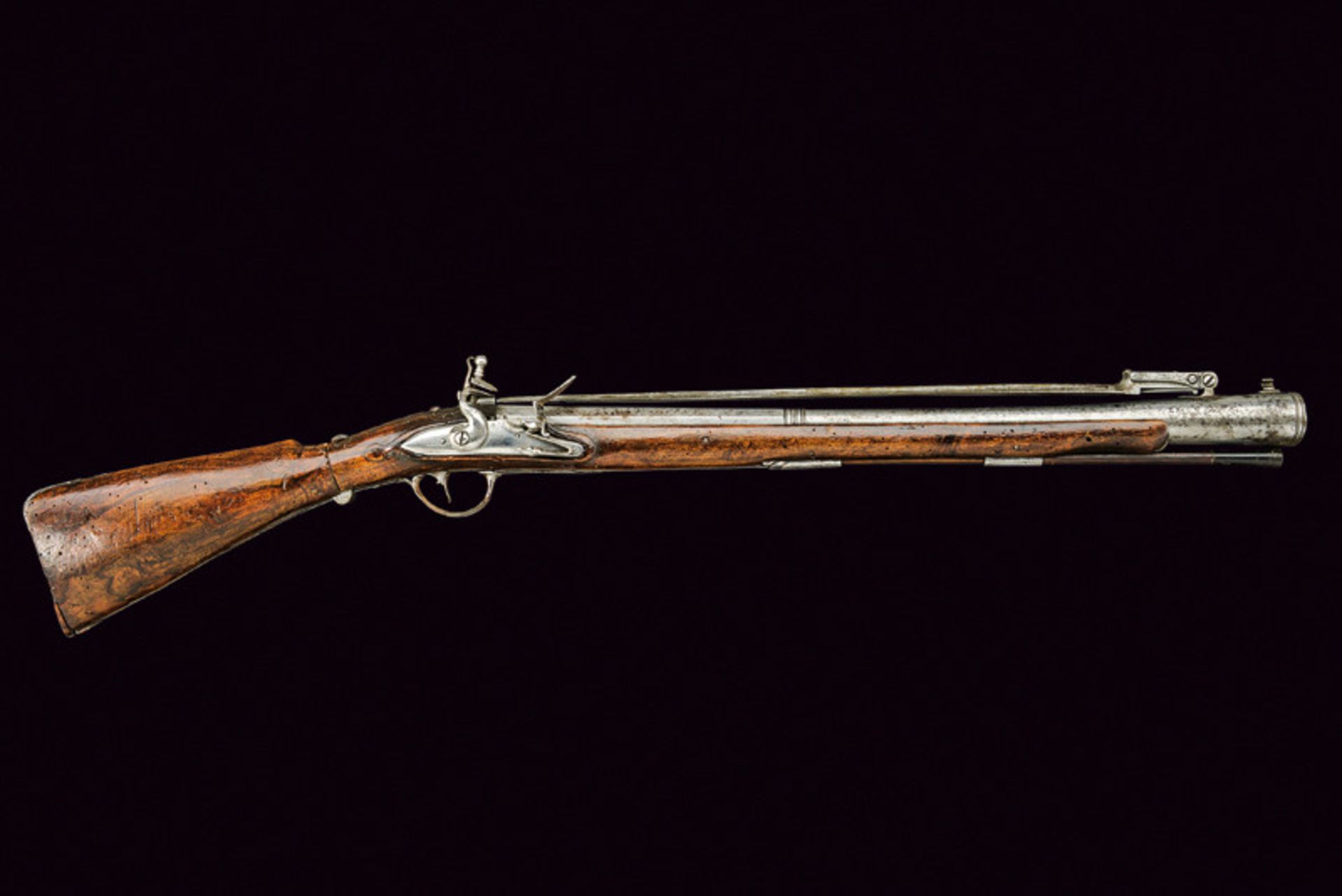 A flintlock folding gun with spring-bayonet by Lorandi - Bild 8 aus 8