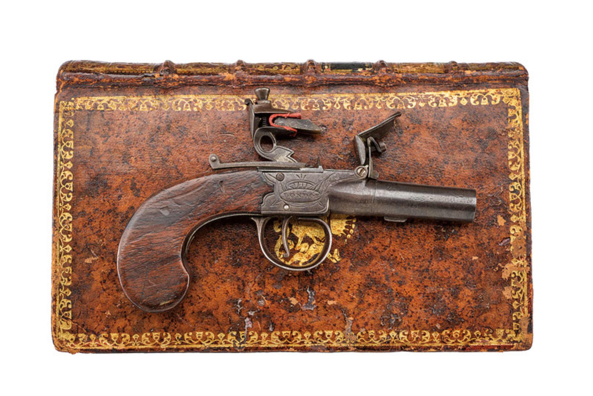 A flintlock pocket pistol hidden in a book dating: early 19th Century provenance: London Round, - Image 3 of 4