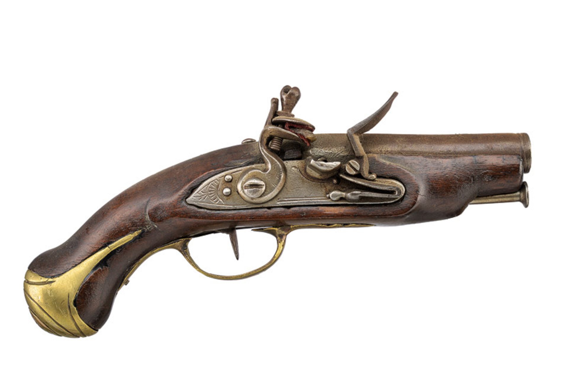 A flintlock traveling pistol dating: early 19th Century provenance: Italy Smooth, round, 11 mm