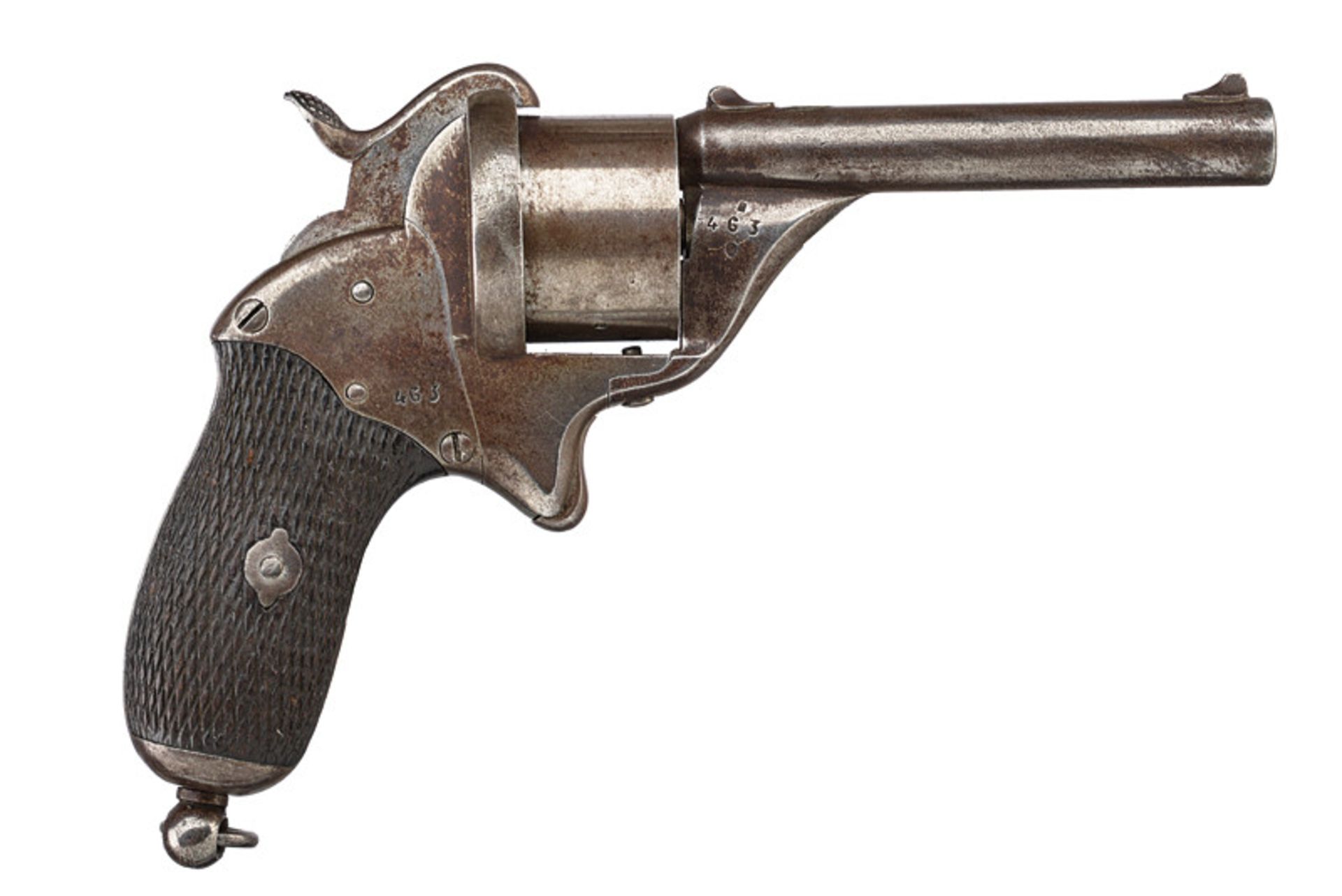 A Mazzocchi pin-fire revolver with holster dating: third quarter of the 19th Century provenance: - Image 2 of 4